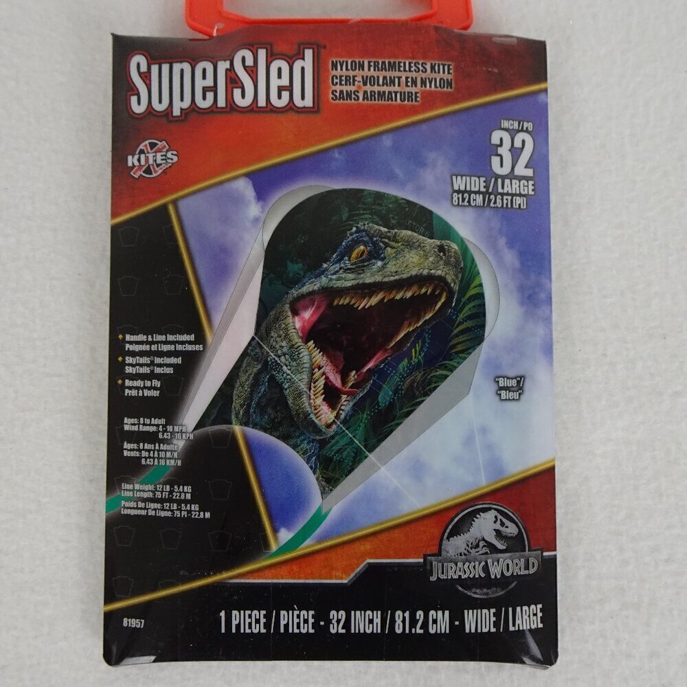 Jurassic World Kite Dinosaur New 32 Inch Nylon Frameless with Handle & Line